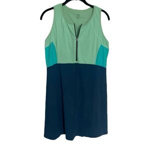 Title Nine Color Block Scuba Dress Diamalete Size Large Sleeveless Padded Bra